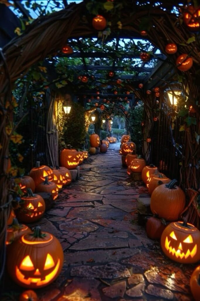 Glowing Pumpkin Pathway