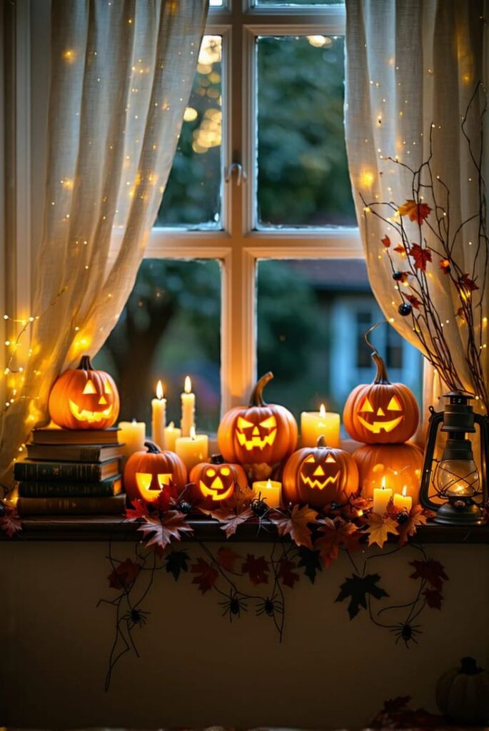 Glowing Pumpkin Window Display