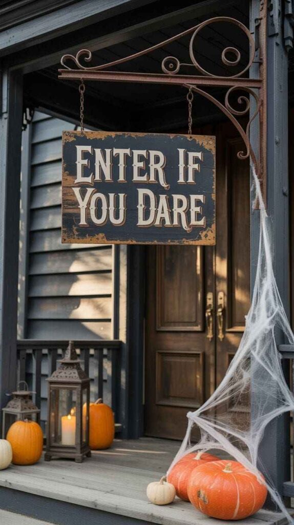 Haunted Entryway With Creepy Welcome Signs