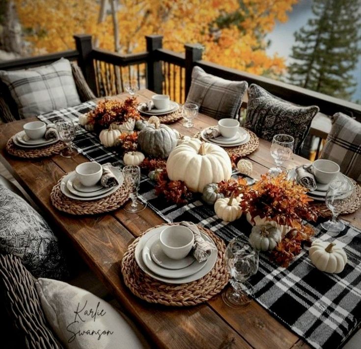 Pumpkin and Plaid Tea Table