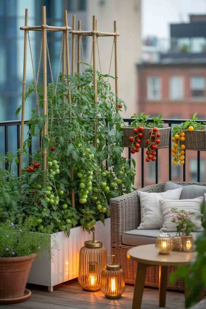 Rustic Balcony Tomato Girl Gathering