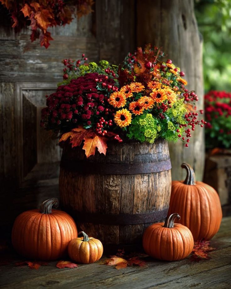 Seasonal Flower Barrel Displays