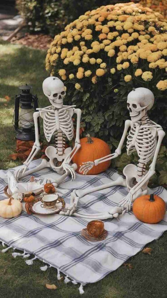Skeleton Garden Party Setup