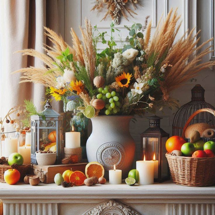 Summer Fruit Basket Mantel