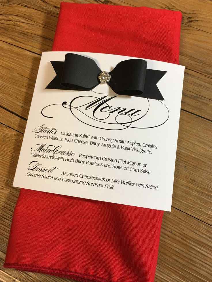 Black Bow Napkin and Menu Styling
