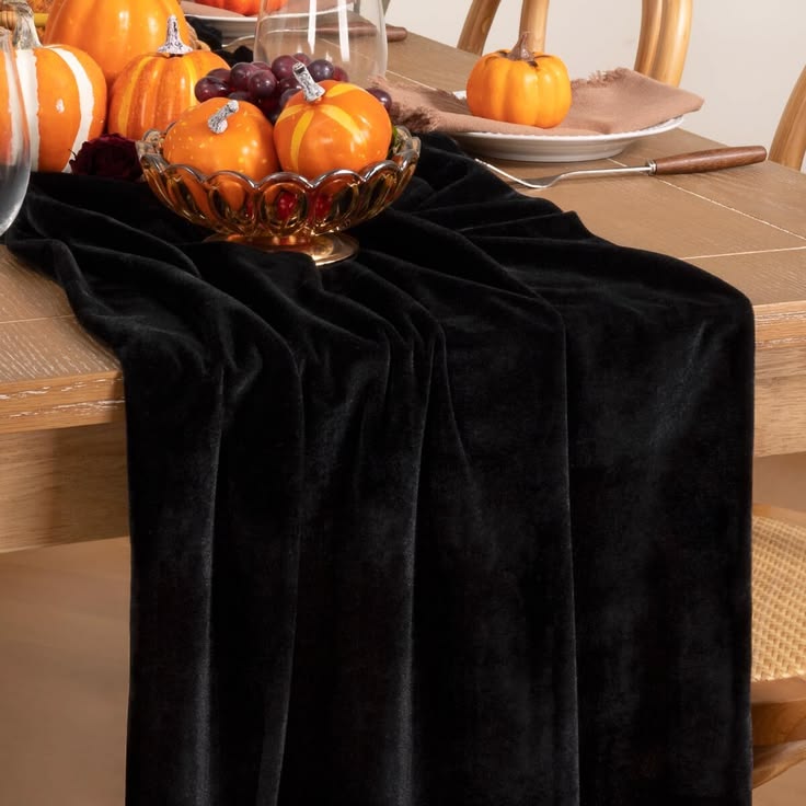 Black Velvet Table Runner Elegance