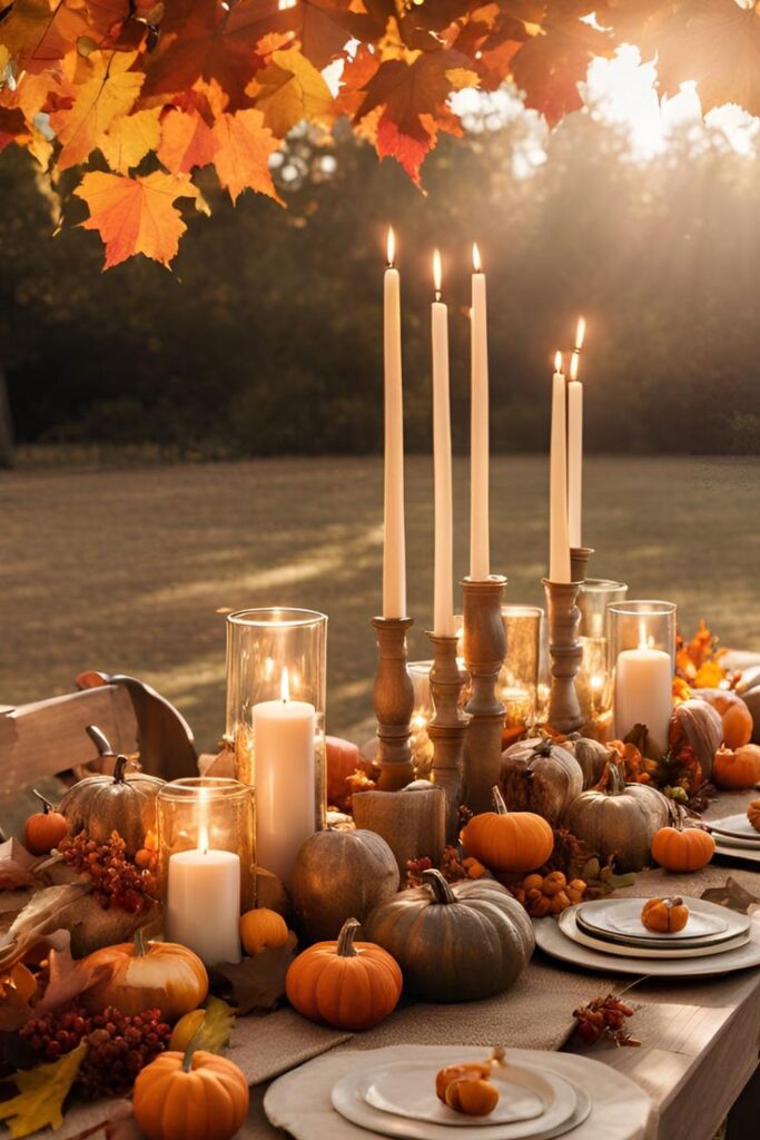 Candlelit Harvest Table Setting
