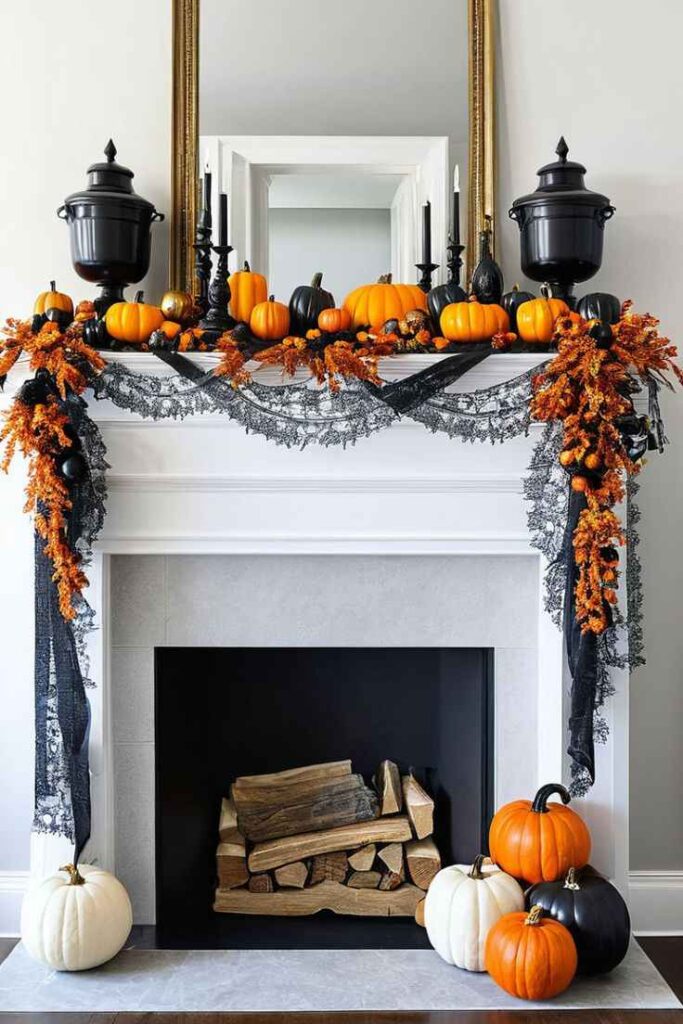 Classic Black and Orange Mantel