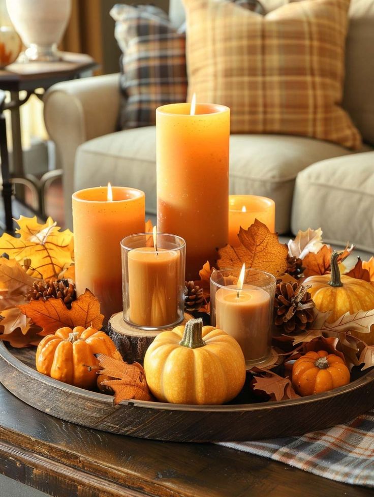 Cozy Pumpkin and Candle Table