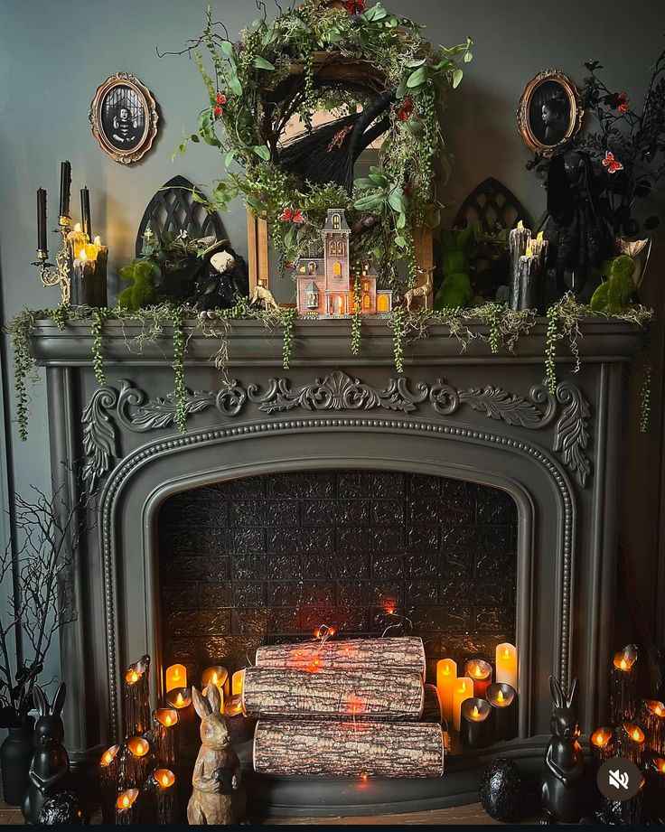 Dark Woodland Fireplace Mantel