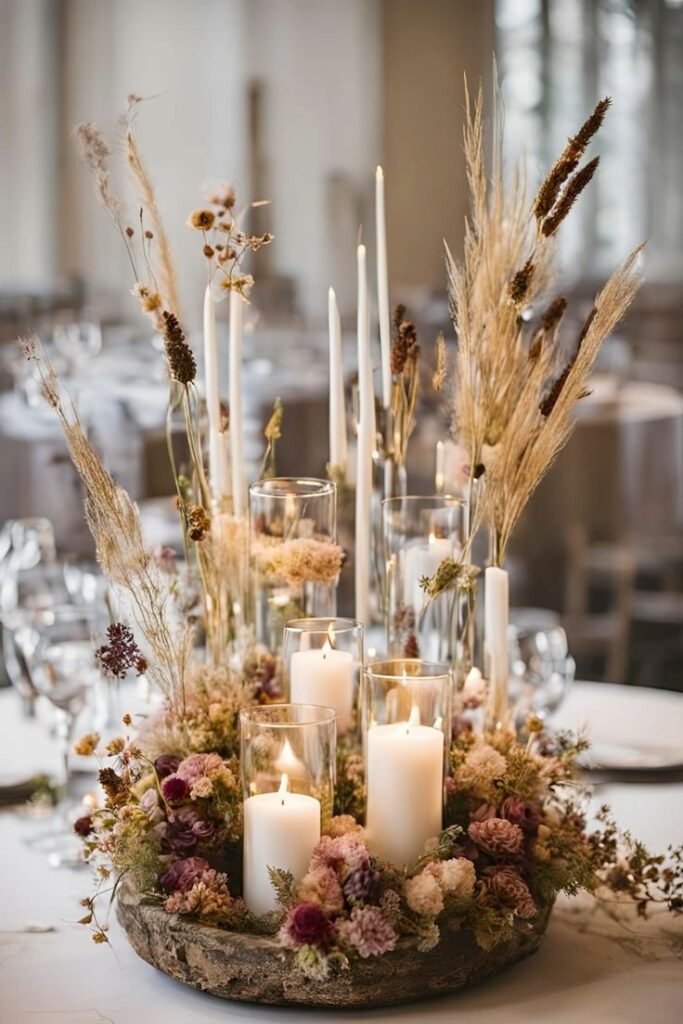 Dried Floral Woodland Centerpieces