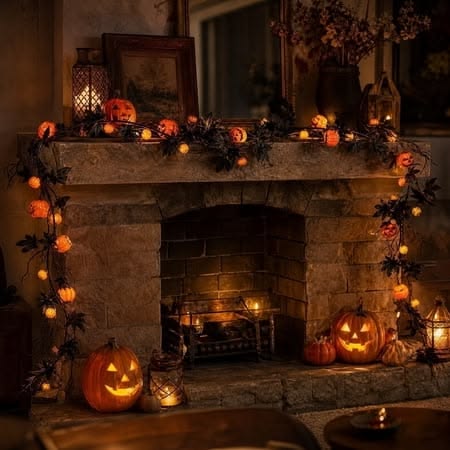 Farmhouse Halloween Mantel