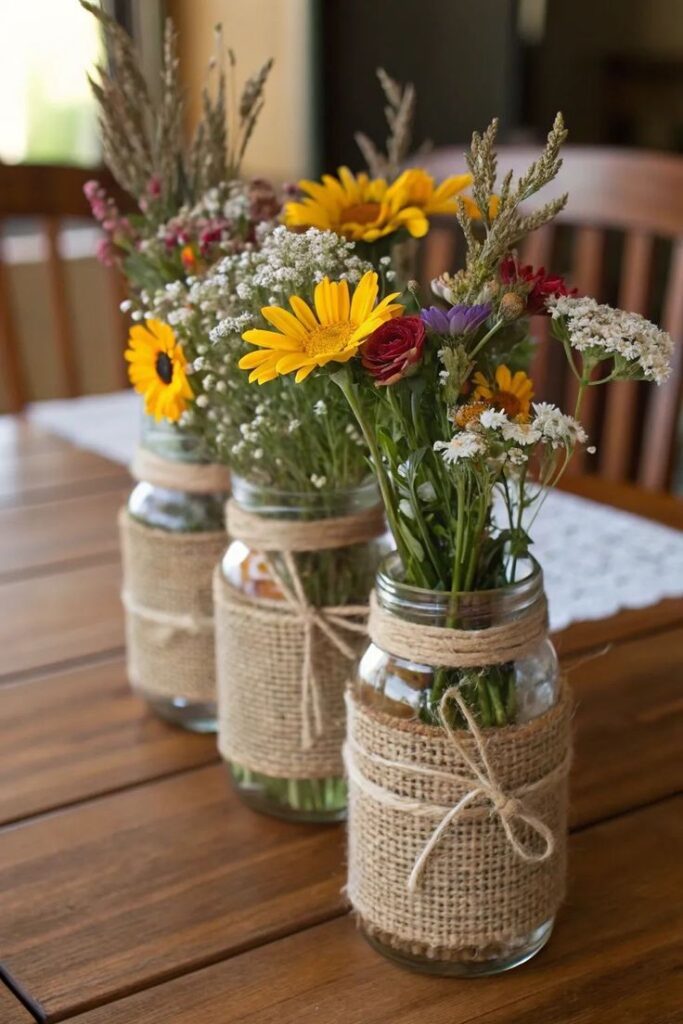 Repurpose Mason Jars as Decorative Centerpieces