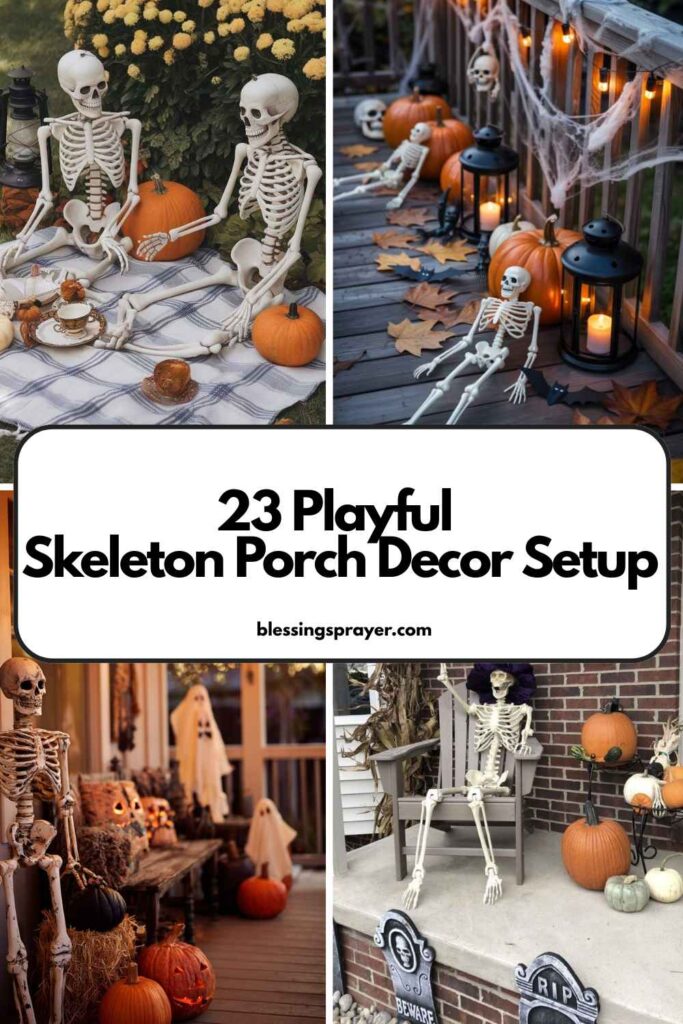 Skeleton Porch Decor Setup