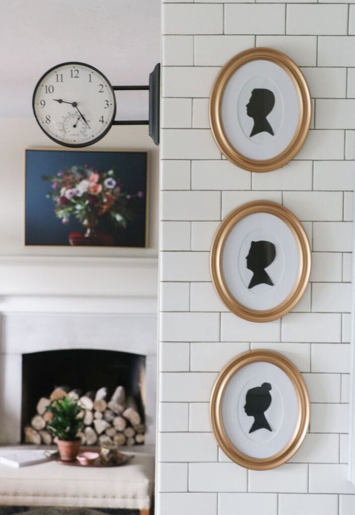 Vintage Gold Frames with Black Silhouette Art