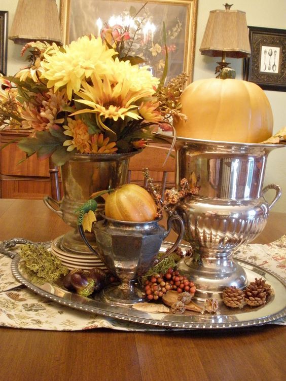 Vintage Silver Tray Centerpiece Styling