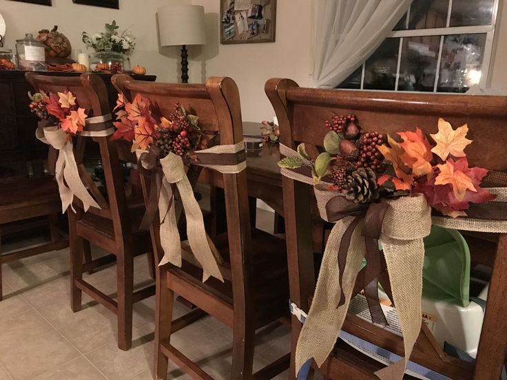 Decorate Dining Chairs With Fall Ribbons