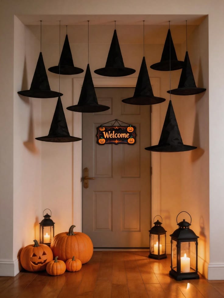 Decorate with Hanging Witch Hats