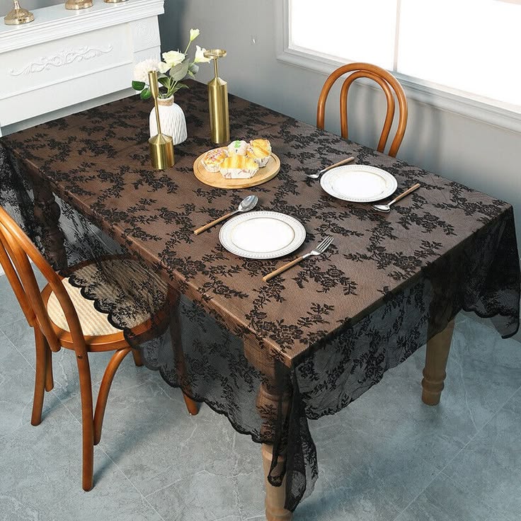 Drape Black Lace Over the Dining Table