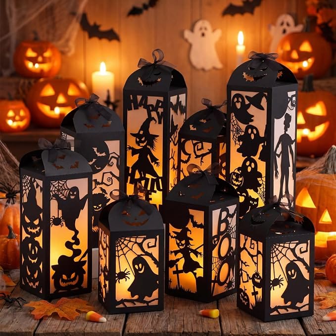 Make a Lace-Covered Halloween Lantern Display