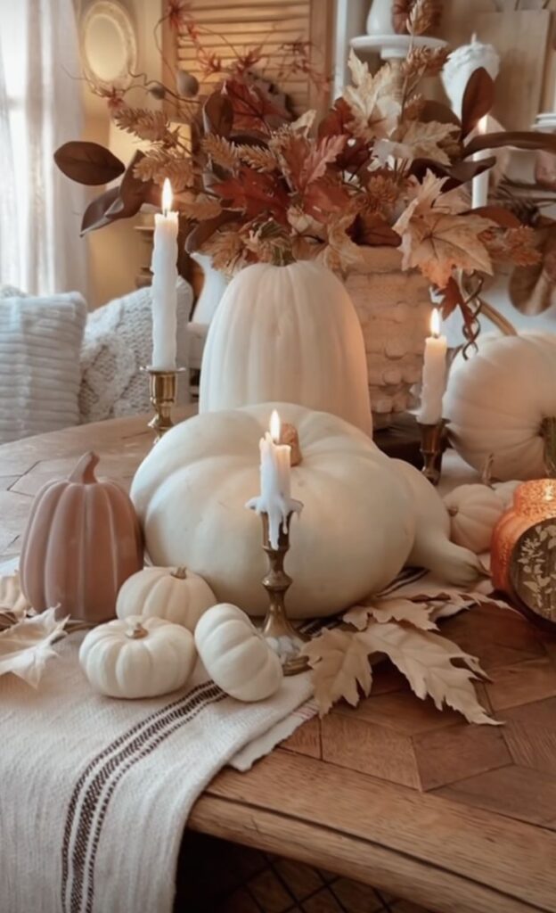 Style a Neutral Pumpkin Centerpiece