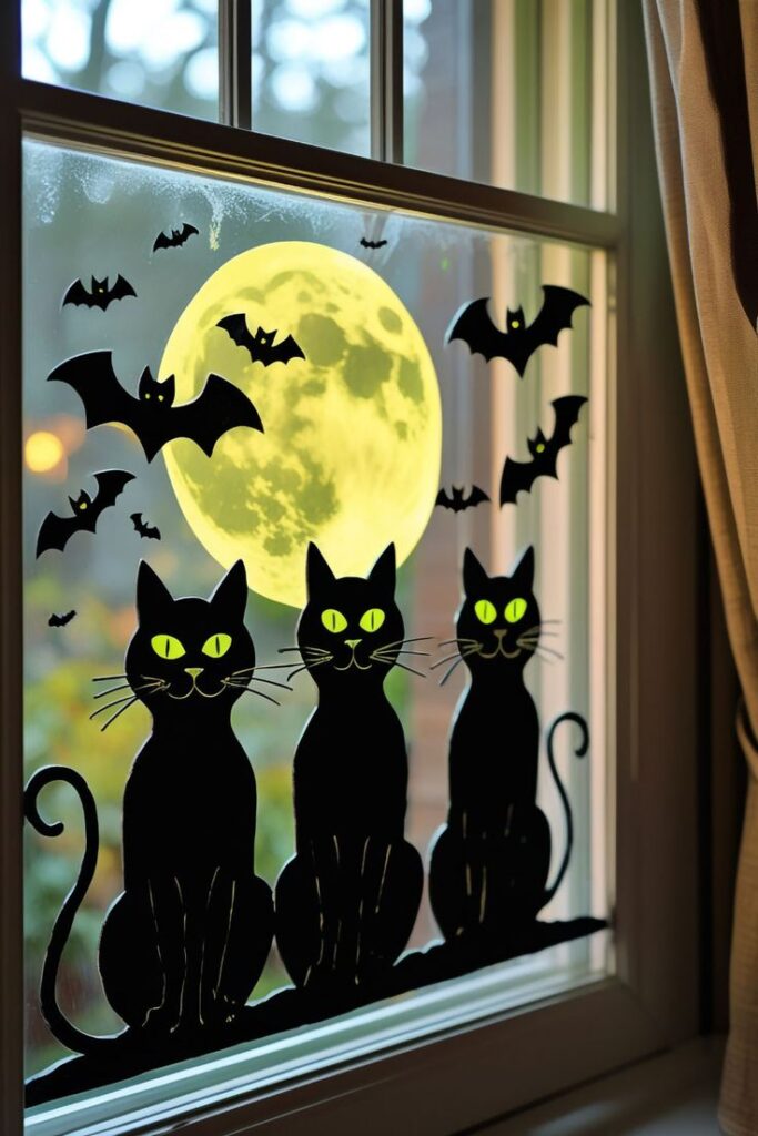 Create a Black Cat Window Scene