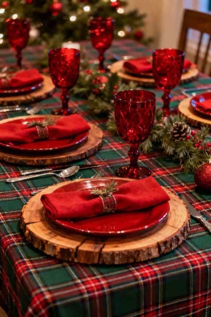 Create a Christmas Plaid Table Setting