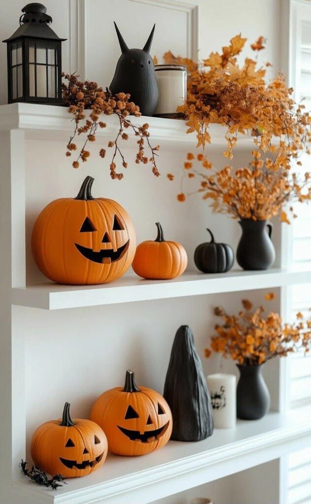 Create a Pumpkin Shelf Display