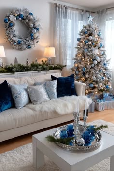 Create a Silver and Blue Christmas Display