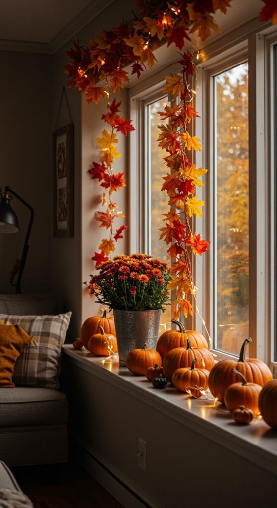 Decorate Windows With Fall Garlands