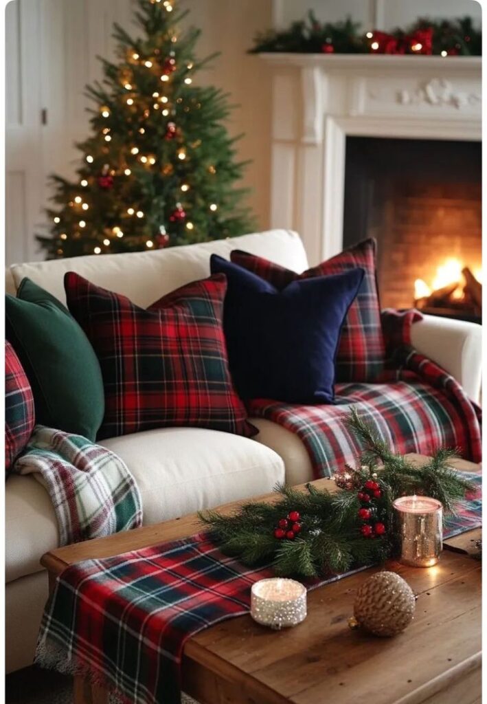 Use a Cozy Plaid Christmas Accent