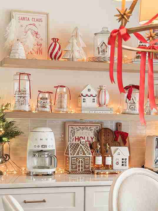 Add Christmas Decor to Your Kitchen Shelves