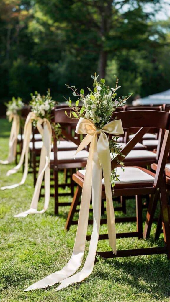 Add Festive Ribbon to Aisle Chairs