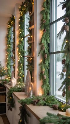 Add Simple Evergreen Window Garlands