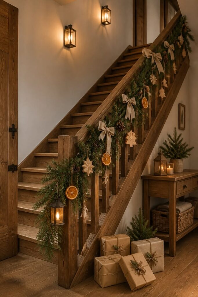 Create a Cozy Farmhouse Christmas Staircase