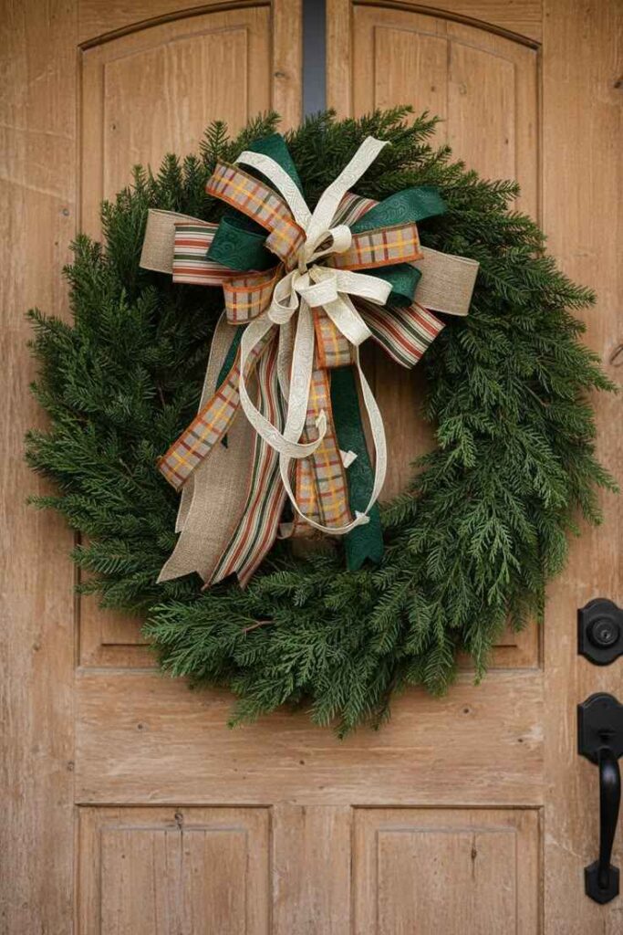 Use Burlap and Greenery Bows